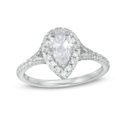 1-1/4 CT. T.W. Certified Pear-Shaped Diamond Frame Split Shank Engagement Ring in Platinum (I/SI2)