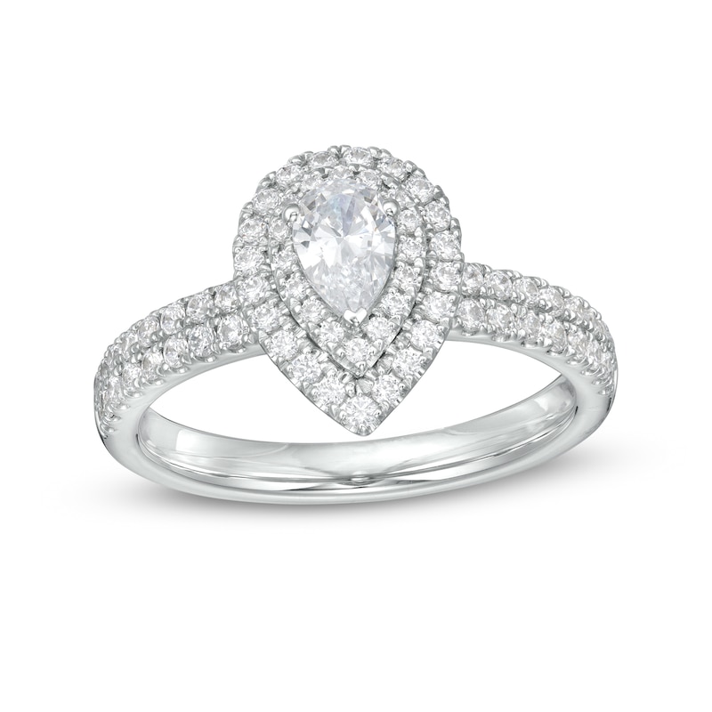 Zales 1-1/2 Ct. T.W. Pear-Shaped Diamond Double Frame Engagement Ring in 14K White Gold (I/Si2)