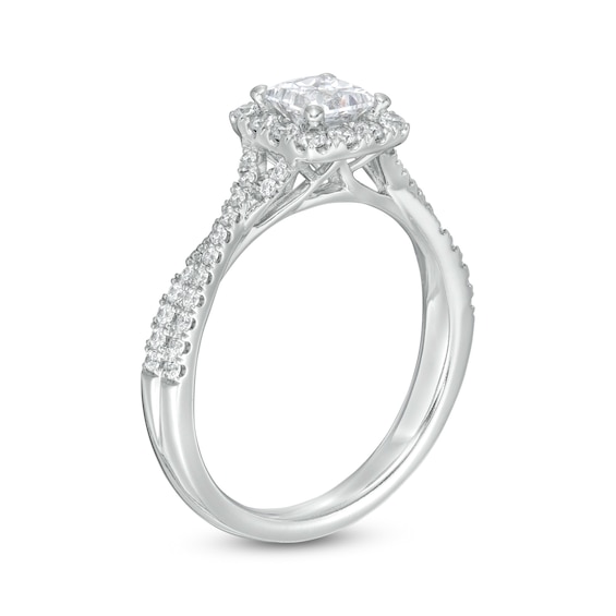 1 CT. T.w. Certified Princess-Cut Diamond Frame Crossover Shank Engagement Ring in Platinum (I/Si2)