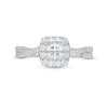 Thumbnail Image 3 of 1 CT. T.W. Certified Princess-Cut Diamond Frame Crossover Shank Engagement Ring in Platinum (I/SI2)