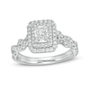 Thumbnail Image 0 of 1-1/2 CT. T.W. Certified Radiant-Cut Diamond Frame Braided Shank Engagement Ring in Platinum (I/SI2)