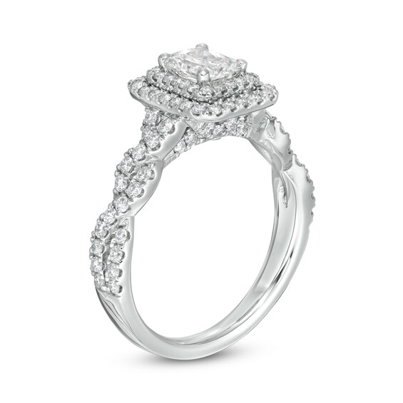 1-1/2 CT. T.w. Certified Radiant-Cut Diamond Frame Braided Shank Engagement Ring in Platinum (I/Si2)