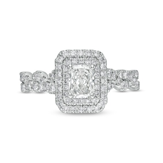 1-1/2 CT. T.w. Certified Radiant-Cut Diamond Frame Braided Shank Engagement Ring in Platinum (I/Si2)