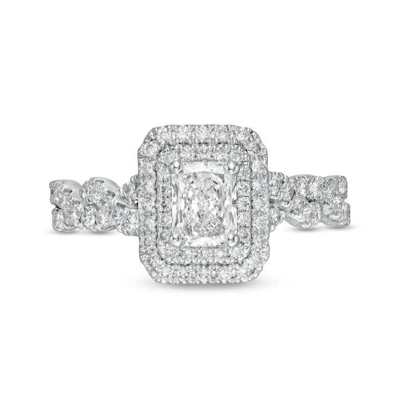 1-1/2 CT. T.W. Certified Radiant-Cut Diamond Frame Braided Shank Engagement Ring in Platinum (I/SI2)