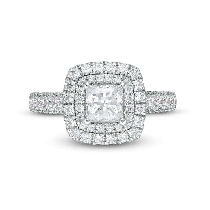 Main Image 4 of 2 CT. T.W. Certified Princess-Cut Diamond Frame Engagement Ring in Platinum (I/SI2)