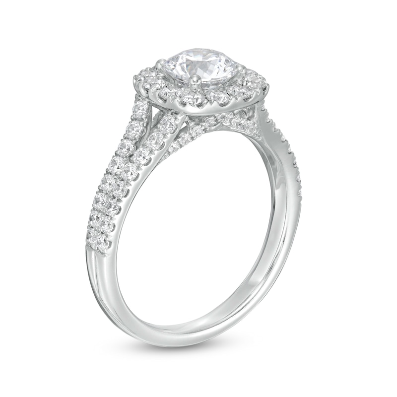 Main Image 3 of 1-7/8 CT. T.W. Certified Diamond Frame Split Shank Engagement Ring in Platinum (I/SI2)