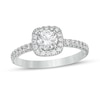 Thumbnail Image 1 of 1 CT. T.W. Certified Diamond Cushion Frame Engagement Ring in Platinum (I/SI2)