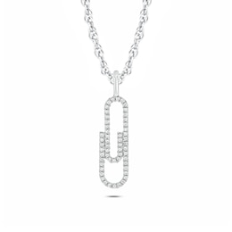 1/5 CT. T.W. Diamond Paper Clip Pendant in 10K White Gold