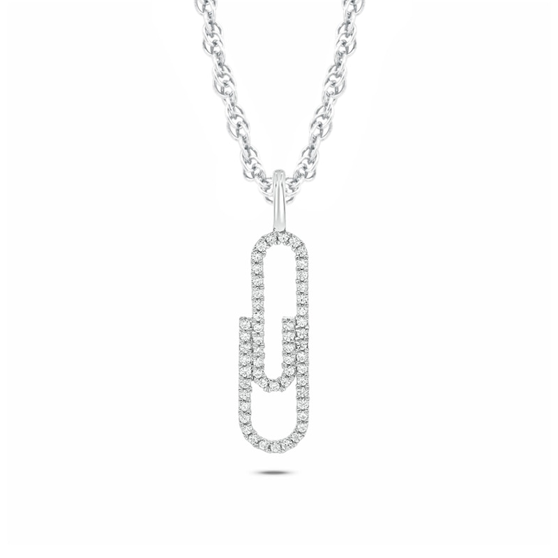 Main Image 1 of 1/5 CT. T.W. Diamond Paper Clip Pendant in 10K White Gold