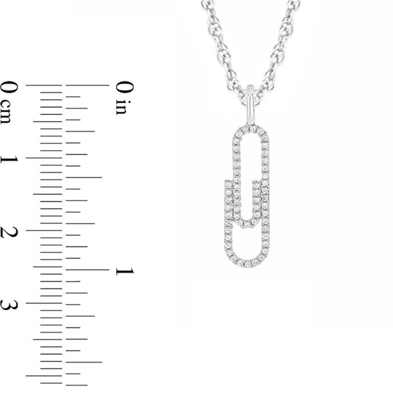 1/5 CT. T.w. Diamond Paper Clip Pendant in 10K White Gold