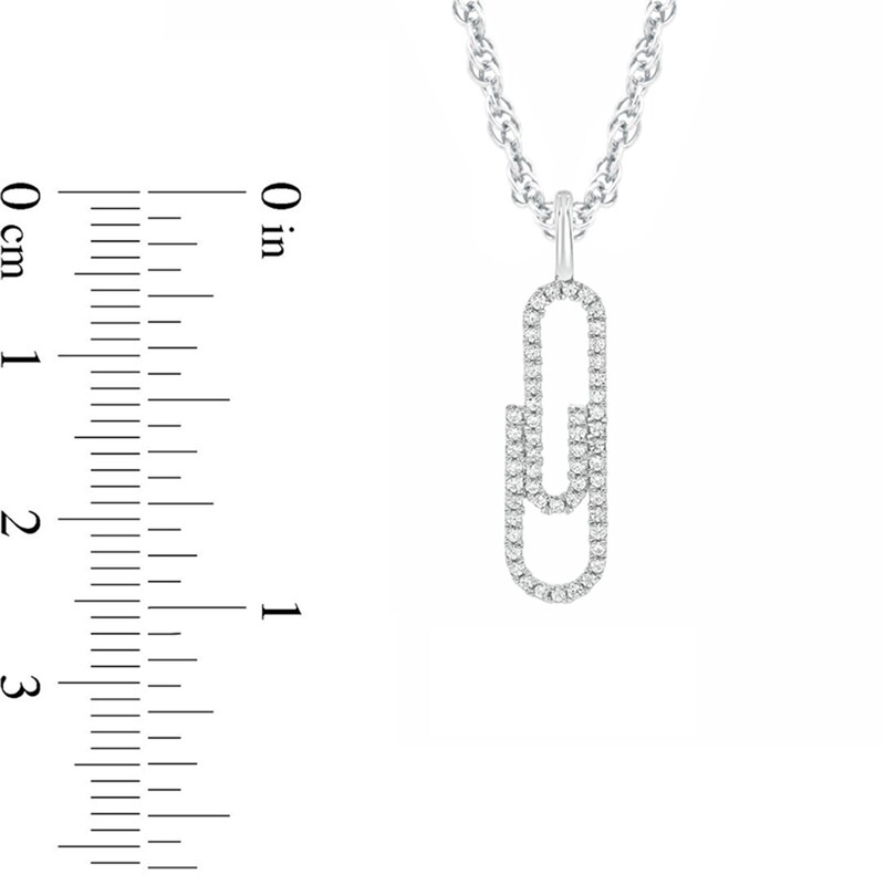 Main Image 2 of 1/5 CT. T.W. Diamond Paper Clip Pendant in 10K White Gold