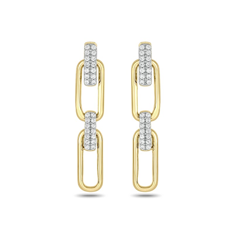 1/4 CT. T.W. Diamond Oval Link Double Row Drop Earrings in 10K Gold