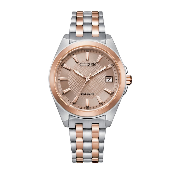 Ladies' Citizen Eco-DriveÂ® Corso Two-Tone Watch with Rose-Tone Dial (Model: Eo1226-59X)