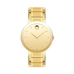 Men's Movado Sapphire™ Diamond Accent Gold-Tone PVD Watch with Gold-Tone Dial (Model: 0607588)