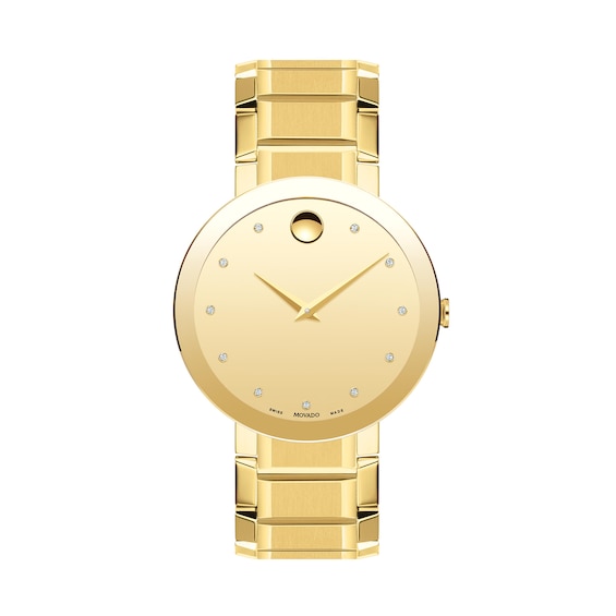 Men's Movado Sapphireâ¢ Diamond Accent Gold-Tone PVD Watch with Gold-Tone Dial (Model: 0607588)