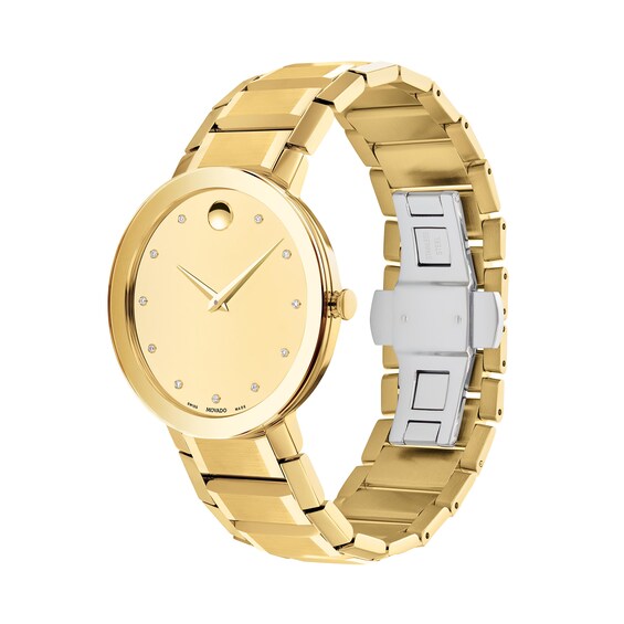 Men's Movado Sapphireâ¢ Diamond Accent Gold-Tone PVD Watch with Gold-Tone Dial (Model: 0607588)