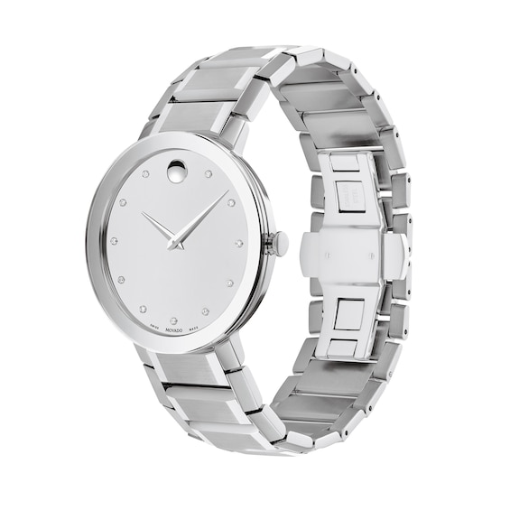 Men's Movado Sapphireâ¢ Diamond Accent Watch with Silver-Tone Dial (Model: 0607587)