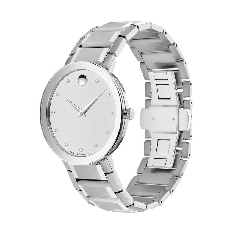 Men's Movado Sapphire™ Diamond Accent Watch with Silver-Tone Dial (Model: 0607587)