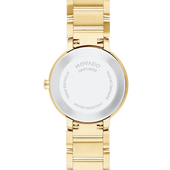 Ladies' Movado Sapphireâ¢ Diamond Accent Gold-Tone PVD Watch with Gold-Tone Dial (Model: 0607550)