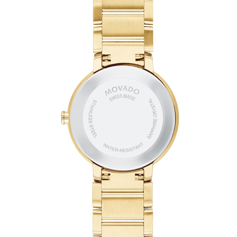 Ladies' Movado Sapphire™ Diamond Accent Gold-Tone PVD Watch with Gold-Tone Dial (Model: 0607550)