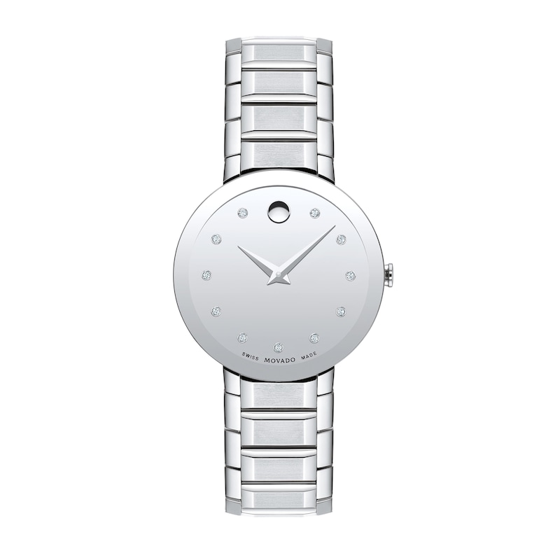 Main Image 1 of Ladies' Movado Sapphire™ Diamond Accent Watch with Silver-Tone Dial (Model: 0607548)