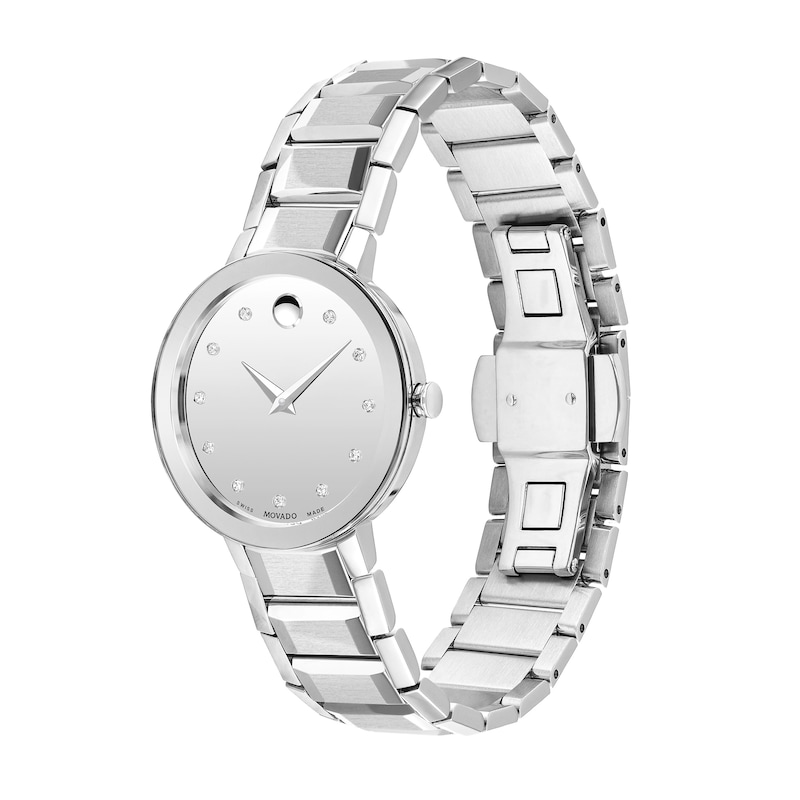 Main Image 2 of Ladies' Movado Sapphire™ Diamond Accent Watch with Silver-Tone Dial (Model: 0607548)
