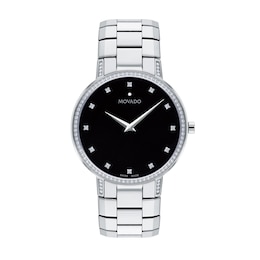 Men's Movado Faceto™ Diamond Accent Watch with Black Dial (Model: 0607482)