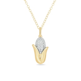 1/20 CT. T.W. Diamond Corn on the Cob Pendant in Sterling Silver with 14K Gold Plate