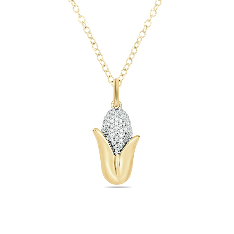 Main Image 1 of 1/20 CT. T.W. Diamond Corn on the Cob Pendant in Sterling Silver with 14K Gold Plate