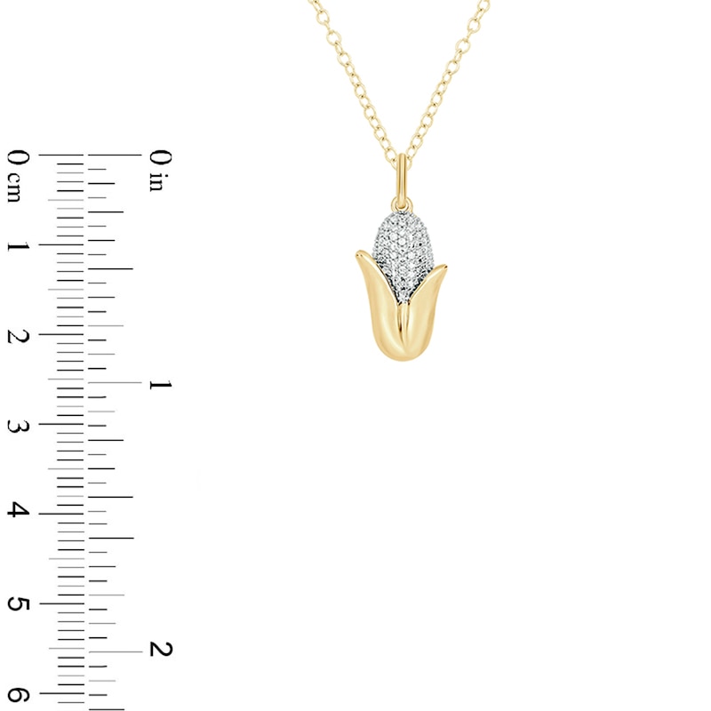 Main Image 2 of 1/20 CT. T.W. Diamond Corn on the Cob Pendant in Sterling Silver with 14K Gold Plate