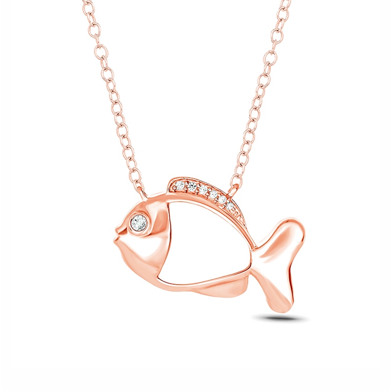 1/20 CT. T.W. Diamond Fish Pendant in Sterling Silver with 14K Rose Gold Plate