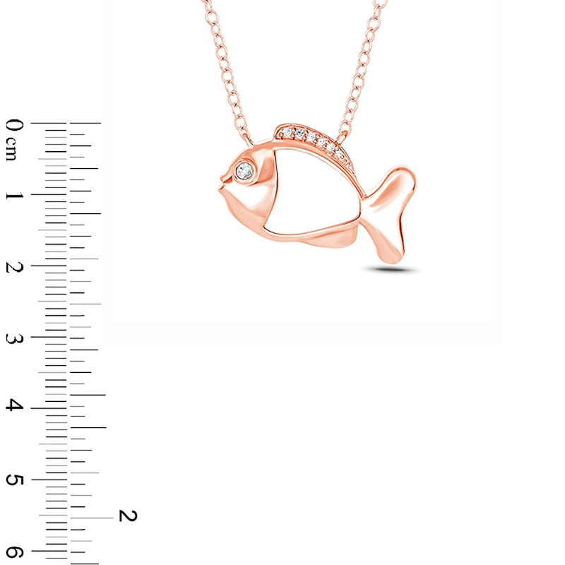 1/20 CT. T.W. Diamond Fish Pendant in Sterling Silver with 14K Rose Gold Plate