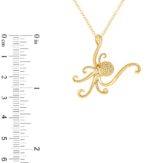 1/20 CT. T.w. Diamond Octopus Pendant in Sterling Silver with 14K Gold Plate