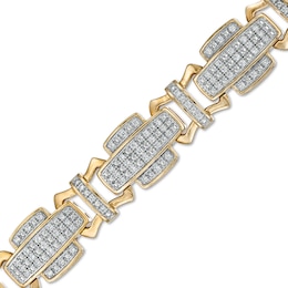 1-1/2 CT. T.W. Diamond Layered Cross Link Bracelet in 10K Gold