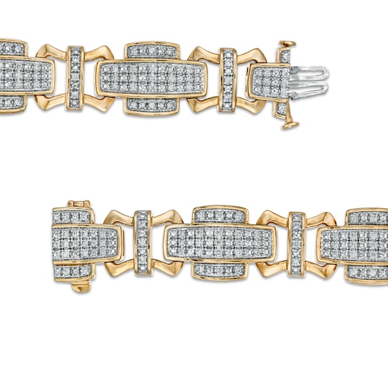 1-1/2 CT. T.w. Diamond Layered Cross Link Bracelet in 10K Gold