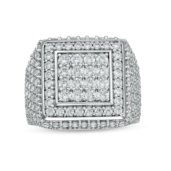 4 CT. T.w. Square Composite Diamond Double Frame Ring in 10K White Gold