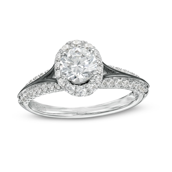 Vera Wang Love Collection Limited Edition 1-1/5 CT. T.w. Certified Diamond Oval Frame Ring in 14K White Gold (I/Si2)