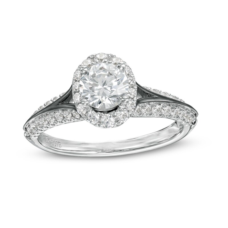 Main Image 1 of Vera Wang Love Collection Limited Edition 1-1/5 CT. T.W. Certified Diamond Oval Frame Ring in 14K White Gold (I/SI2)