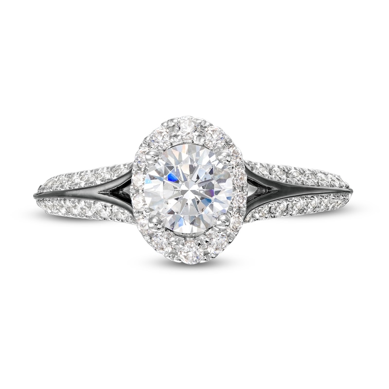 Main Image 4 of Vera Wang Love Collection Limited Edition 1-1/5 CT. T.W. Certified Diamond Oval Frame Ring in 14K White Gold (I/SI2)