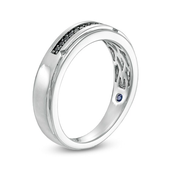 Vera Wang Men's Limited Edition 1/10 CT. T.w. Black Enhanced Diamond Wedding Band in 14K White Gold