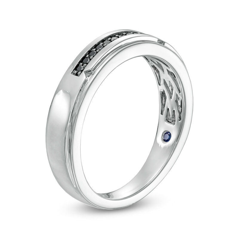 Main Image 3 of Vera Wang Men's Limited Edition 1/10 CT. T.W. Black Enhanced Diamond Wedding Band in 14K White Gold