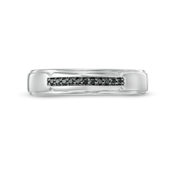 Vera Wang Men's Limited Edition 1/10 CT. T.w. Black Enhanced Diamond Wedding Band in 14K White Gold