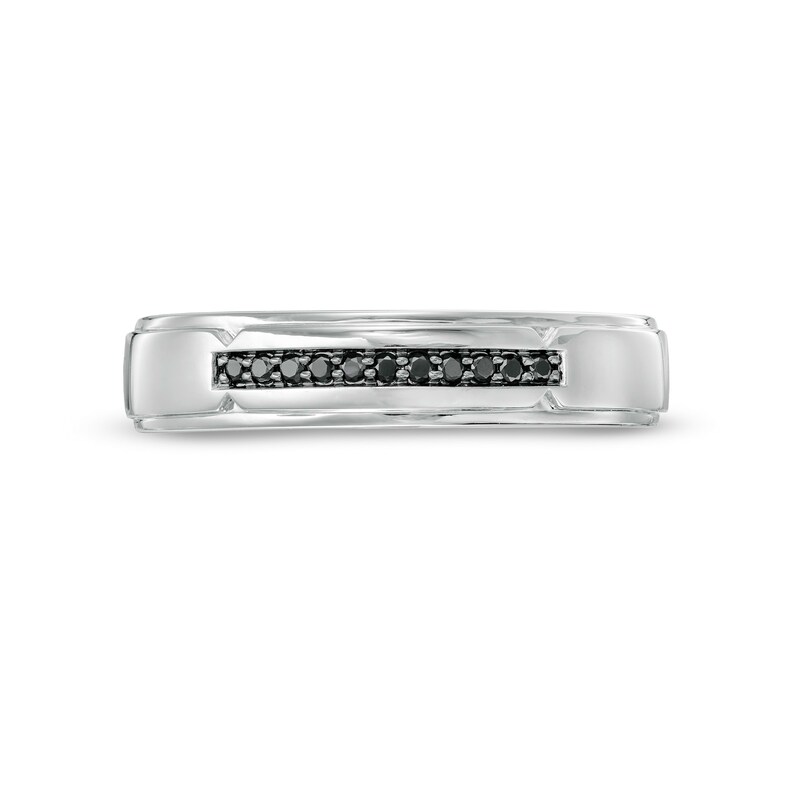 Main Image 4 of Vera Wang Men's Limited Edition 1/10 CT. T.W. Black Enhanced Diamond Wedding Band in 14K White Gold
