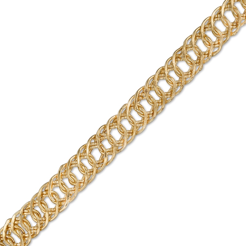 Main Image 1 of 6.0mm Interwoven Double Link Chain Bracelet in Hollow 10K Gold - 7.5"