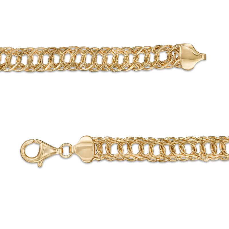 Main Image 3 of 6.0mm Interwoven Double Link Chain Bracelet in Hollow 10K Gold - 7.5"