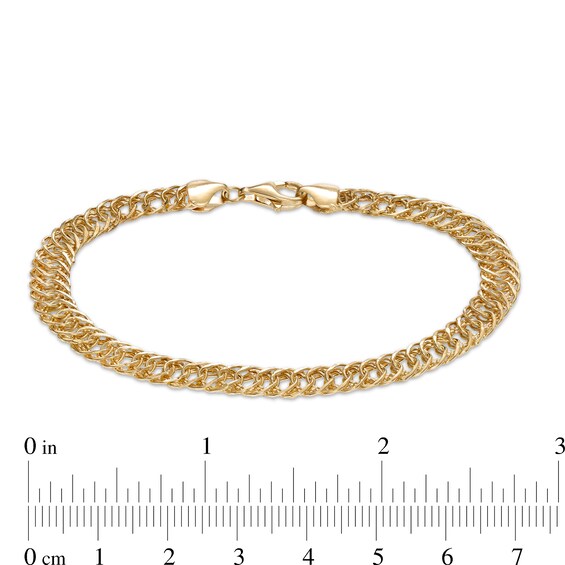 6.0mm Interwoven Double Link Chain Bracelet in Hollow 10K Gold - 7.5"