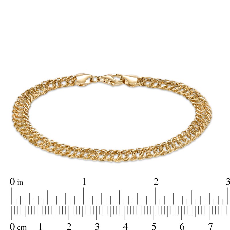 Main Image 4 of 6.0mm Interwoven Double Link Chain Bracelet in Hollow 10K Gold - 7.5"