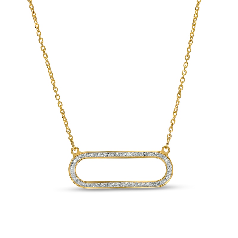 Main Image 1 of Glitter Enamel Sideways Paper Clip Necklace in 14K Gold