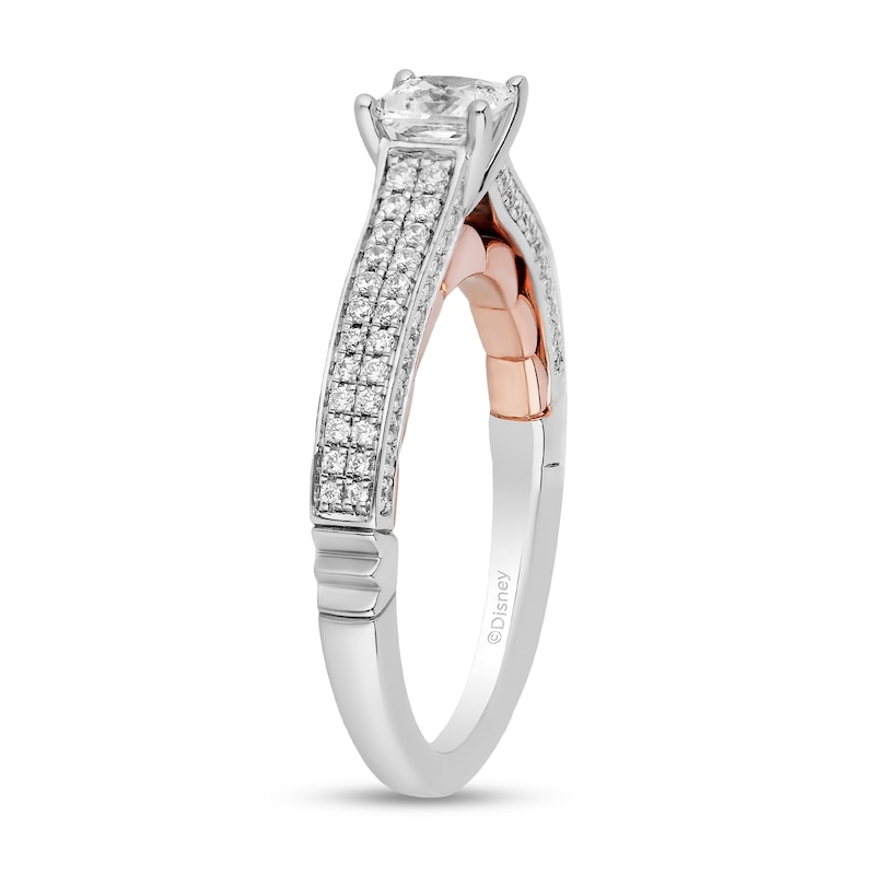 Main Image 2 of Enchanted Disney Ariel 1 CT. T.W. Princess-Cut Diamond Double Row Engagement Ring in 14K Two-Tone Gold