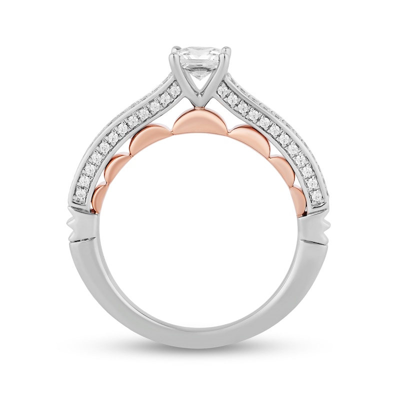 Main Image 3 of Enchanted Disney Ariel 1 CT. T.W. Princess-Cut Diamond Double Row Engagement Ring in 14K Two-Tone Gold